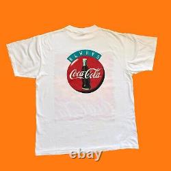 Rare Vintage 1995 Coca Cola, Coke Drinking Sun Graphic Advertising T-shirt