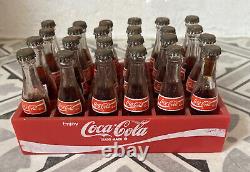 Rare Vintage 24 Miniature 3 Authentic Coca Cola Bottles Glass Holder Full