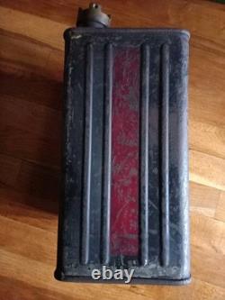 Rare Vintage 2 Gallon Petrol Can, Completely Original 1937 Redline Red Stripe