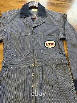 Rare Vintage 30s 40s Esso Service Gas Station Attendant Uniform Coveralls Ad Vtg