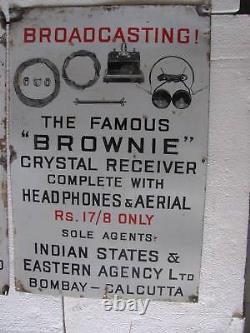 Rare Vintage 4 East India Co WIRELESS Porcelain Enamel Sign Board c1920'sADV EHS