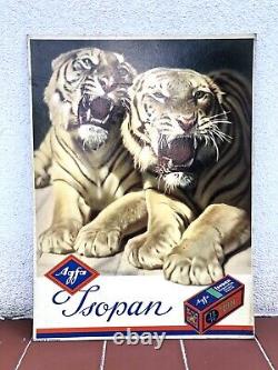 Rare Vintage AGFA Isopan Photo Film Camera Advertising Cardboard Sign Not Enamel
