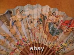 Rare Vintage Advertising Fan for Benedictine Liqueur signed Maurice LeLoir c1900