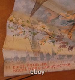 Rare Vintage Advertising Fan for Benedictine Liqueur signed Maurice LeLoir c1900