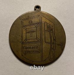 Rare Vintage Advertising Golden Esso Extra Gasoline Brass Medallion Pendant C18