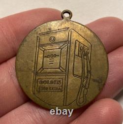 Rare Vintage Advertising Golden Esso Extra Gasoline Brass Medallion Pendant C18