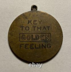 Rare Vintage Advertising Golden Esso Extra Gasoline Brass Medallion Pendant C18