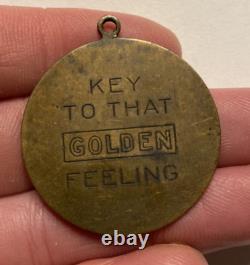 Rare Vintage Advertising Golden Esso Extra Gasoline Brass Medallion Pendant C18