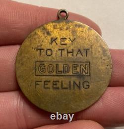 Rare Vintage Advertising Golden Esso Extra Gasoline Brass Medallion Pendant C18