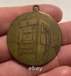 Rare Vintage Advertising Golden Esso Extra Gasoline Brass Medallion Pendant C18
