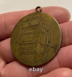 Rare Vintage Advertising Golden Esso Extra Gasoline Brass Medallion Pendant C18