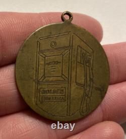 Rare Vintage Advertising Golden Esso Extra Gasoline Brass Medallion Pendant C18