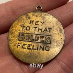 Rare Vintage Advertising Golden Esso Extra Gasoline Brass Medallion Pendant C18