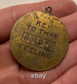 Rare Vintage Advertising Golden Esso Extra Gasoline Brass Medallion Pendant C18