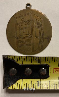 Rare Vintage Advertising Golden Esso Extra Gasoline Brass Medallion Pendant C18