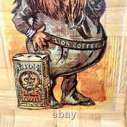 Rare Vintage Advertising Lion Coffee Woven Bamboo Serving Tray Harder To Find