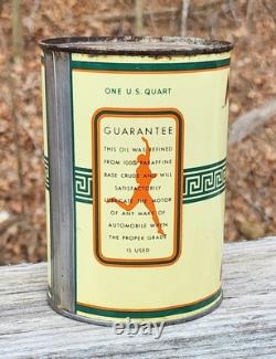 Rare Vintage All Original Early MARATHON MOTOR OIL Tin Can Full