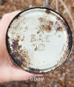 Rare Vintage All Original Early MARATHON MOTOR OIL Tin Can Full