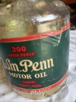 Rare Vintage American WM Penn 200 Horse Power Motor Oil Jar 1 Quart