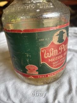 Rare Vintage American WM Penn 200 Horse Power Motor Oil Jar 1 Quart