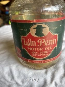 Rare Vintage American WM Penn 200 Horse Power Motor Oil Jar 1 Quart