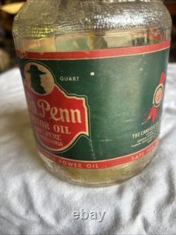 Rare Vintage American WM Penn 200 Horse Power Motor Oil Jar 1 Quart