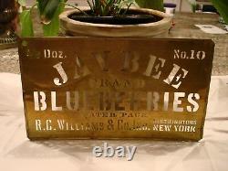Rare, Vintage, Antique Brass Stencil Advertising Jay Bee Brand Blueberries Aafa