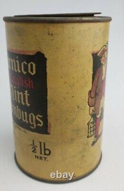 Rare Vintage Antique Clarnico Mint Humbugs Old English Tin Can Advertising Sign