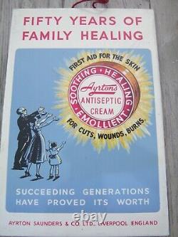 Rare Vintage Antique Original Tin Advertising Sign Ayrtons Antiseptic Cream