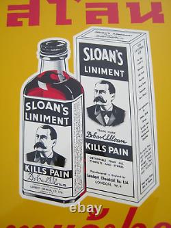 Rare Vintage Antique Original Tin Advertising Sign Sloans Liniment Kills Pain