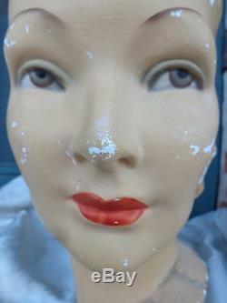 Rare Vintage Art Deco HP Movie Star Store Display Lady Chalk Mannequin Head