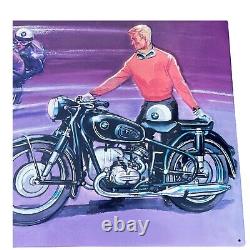 Rare Vintage BMW Motorcycle Embossed Metal Sign Excellence in Sports 27x19