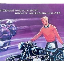 Rare Vintage BMW Motorcycle Embossed Metal Sign Excellence in Sports 27x19