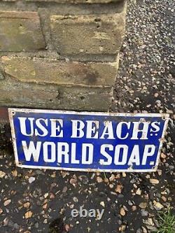 Rare Vintage Beach World Soap Enamel Sign
