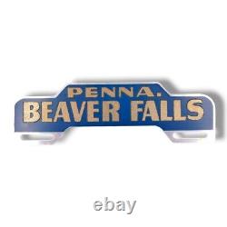 Rare Vintage Beaver Falls Penna License Plate Topper Metal Sign Advertising