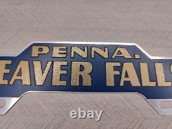 Rare Vintage Beaver Falls Penna License Plate Topper Metal Sign Advertising