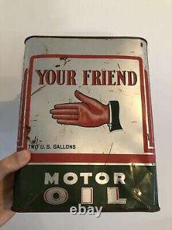 Rare Vintage Billups Your Friend Motor Oil 2 Gallon Metal Can Louisiana