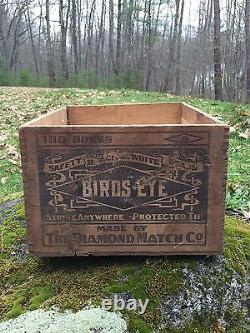 Rare Vintage Bird's Eye The Diamond Match Co. Wooden Advertising Crate Sign