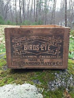 Rare Vintage Bird's Eye The Diamond Match Co. Wooden Advertising Crate Sign