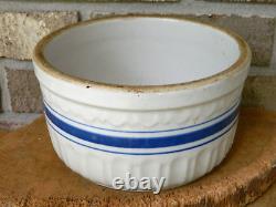 Rare Vintage Blue Stripe Crock with Advertising (Central Garage, Potter Wisconsin)