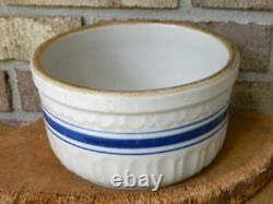 Rare Vintage Blue Stripe Crock with Advertising (Central Garage, Potter Wisconsin)