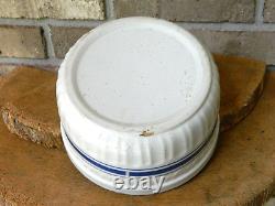 Rare Vintage Blue Stripe Crock with Advertising (Central Garage, Potter Wisconsin)