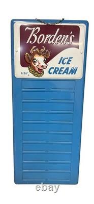 Rare Vintage Bordens Ice Cream Menu Advertising Sign Elsie Cow Metal 1960