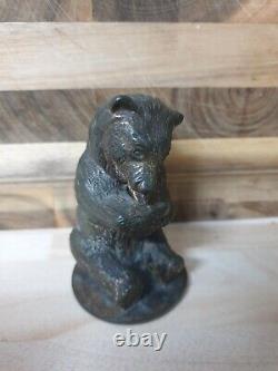 Rare Vintage Bronze Hawkes & Spinks Bear Honey Co. Ltd Car Mascot Figure Antique