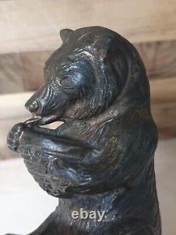 Rare Vintage Bronze Hawkes & Spinks Bear Honey Co. Ltd Car Mascot Figure Antique