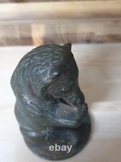 Rare Vintage Bronze Hawkes & Spinks Bear Honey Co. Ltd Car Mascot Figure Antique