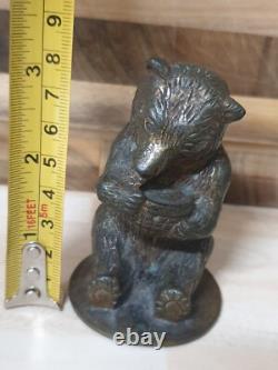 Rare Vintage Bronze Hawkes & Spinks Bear Honey Co. Ltd Car Mascot Figure Antique