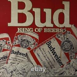 Rare Vintage Budweiser BUD King of Beers Tin Advertising Sign 1987