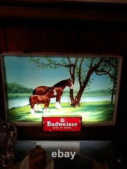Rare Vintage Budweiser Beer Advertising Lighted Electric Sign Clydesdale 1950's
