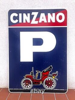 Rare Vintage CINZANO Parking FIAT Bar Pub Shop Advertising Sign Not Enamel